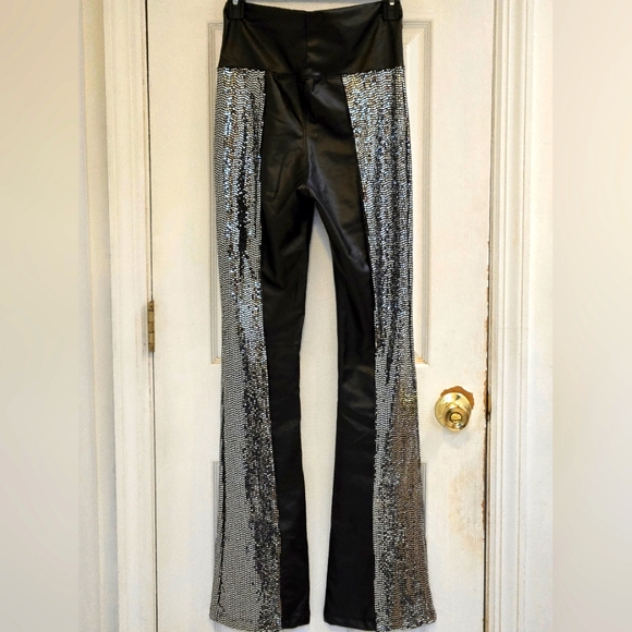 Blu Buttercup Faux Leather And Sequin Pants Small - Picture 4 of 10